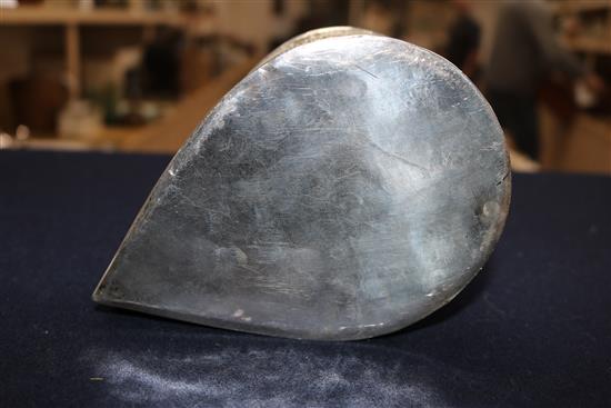 A Burmese silver teardrop shaped box with pierced cover containing minor items of jewellery.